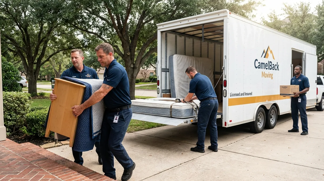 Crew loading residential truck for cross-state move from Clewiston, FL