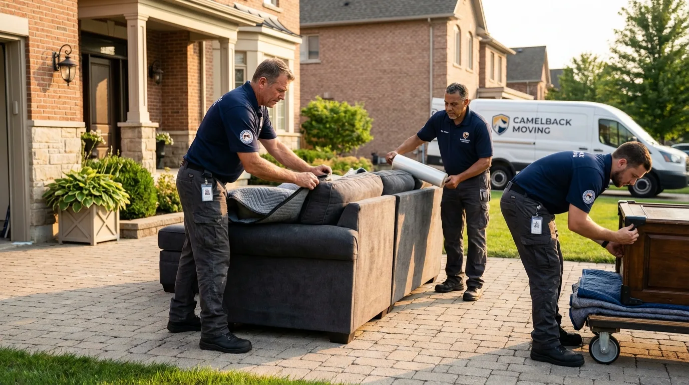 Large estate moving crew wrapping furniture in Clewiston, FL